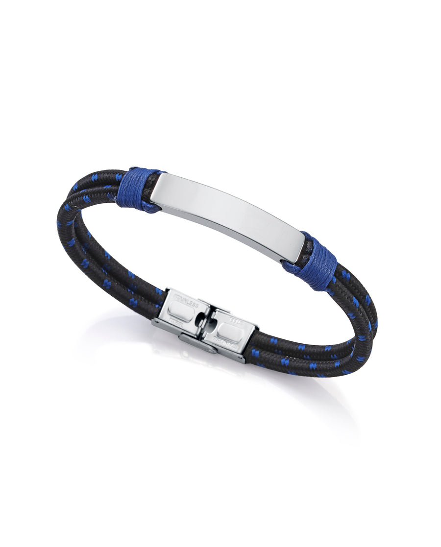 Puls De Acero Y Cordón Azul, Negro Sr Fn