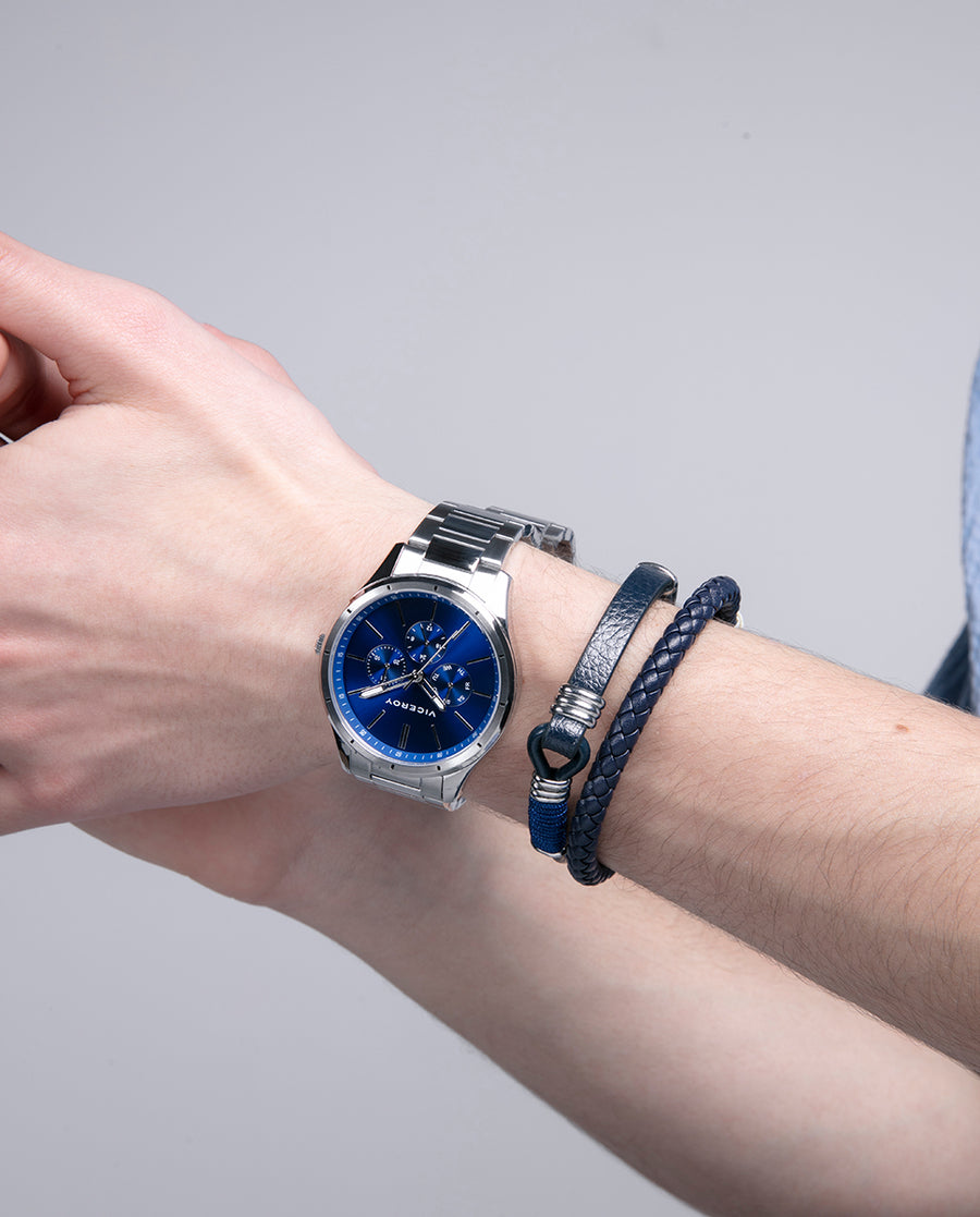 Puls Acero Y Piel Azul Cordón Sr Fn