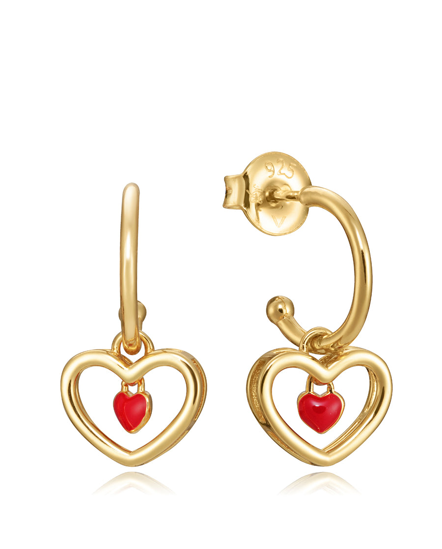 Pnd Plata Ley Dorado Cor Esmalte  Rojo Sra Jwls