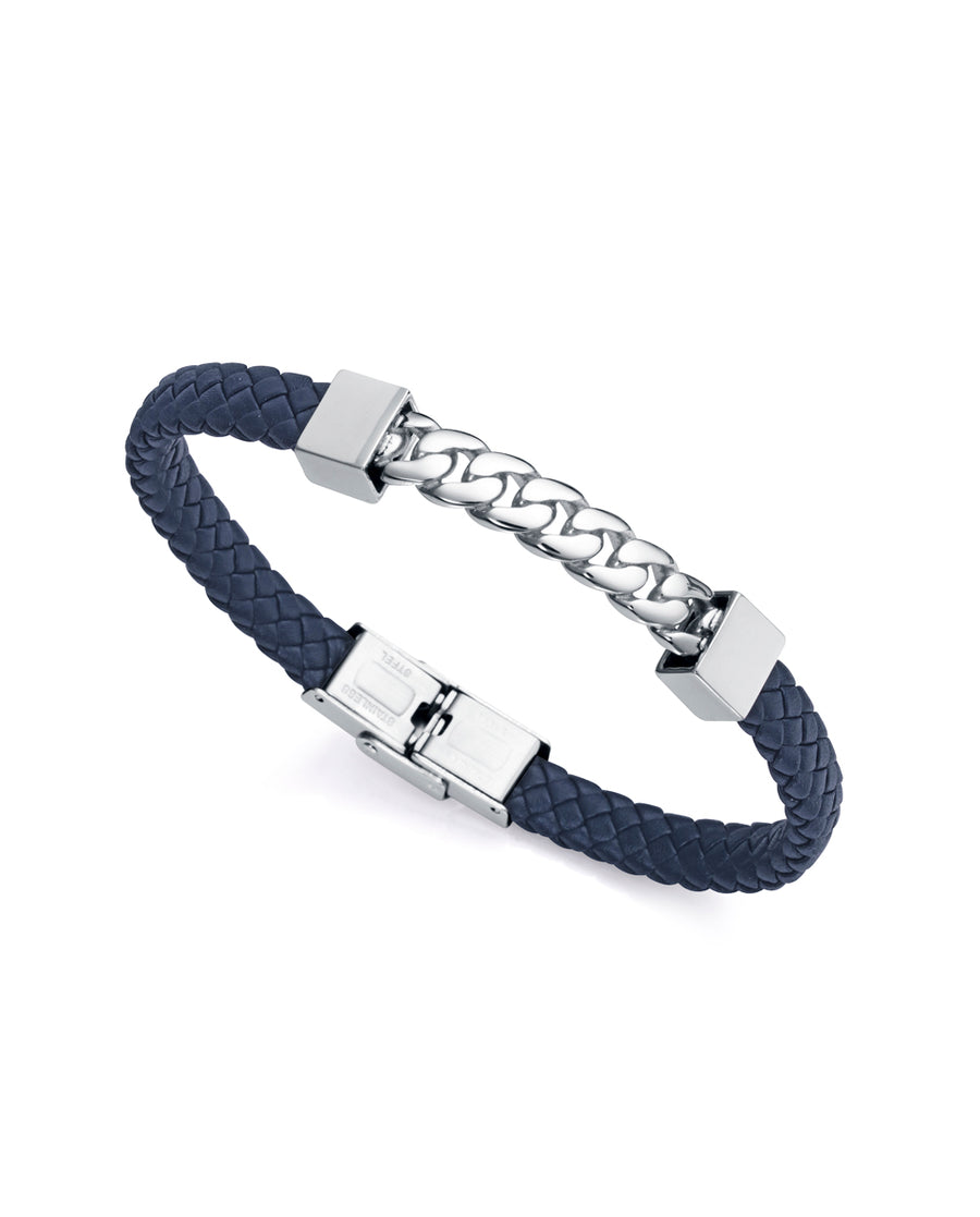 Puls Acero Cadena Y Piel Azul Sr Fn