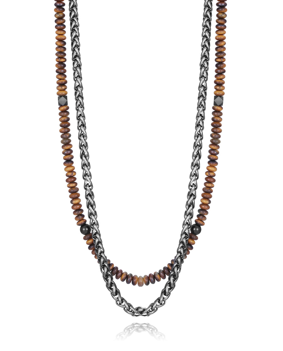 Collar Acero Ip Y Piedras Naturales Sr Fn