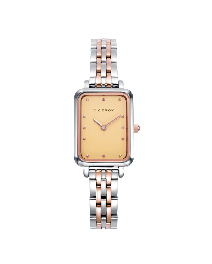 Reloj Acero Ip Rosa Brazalete Sra Va