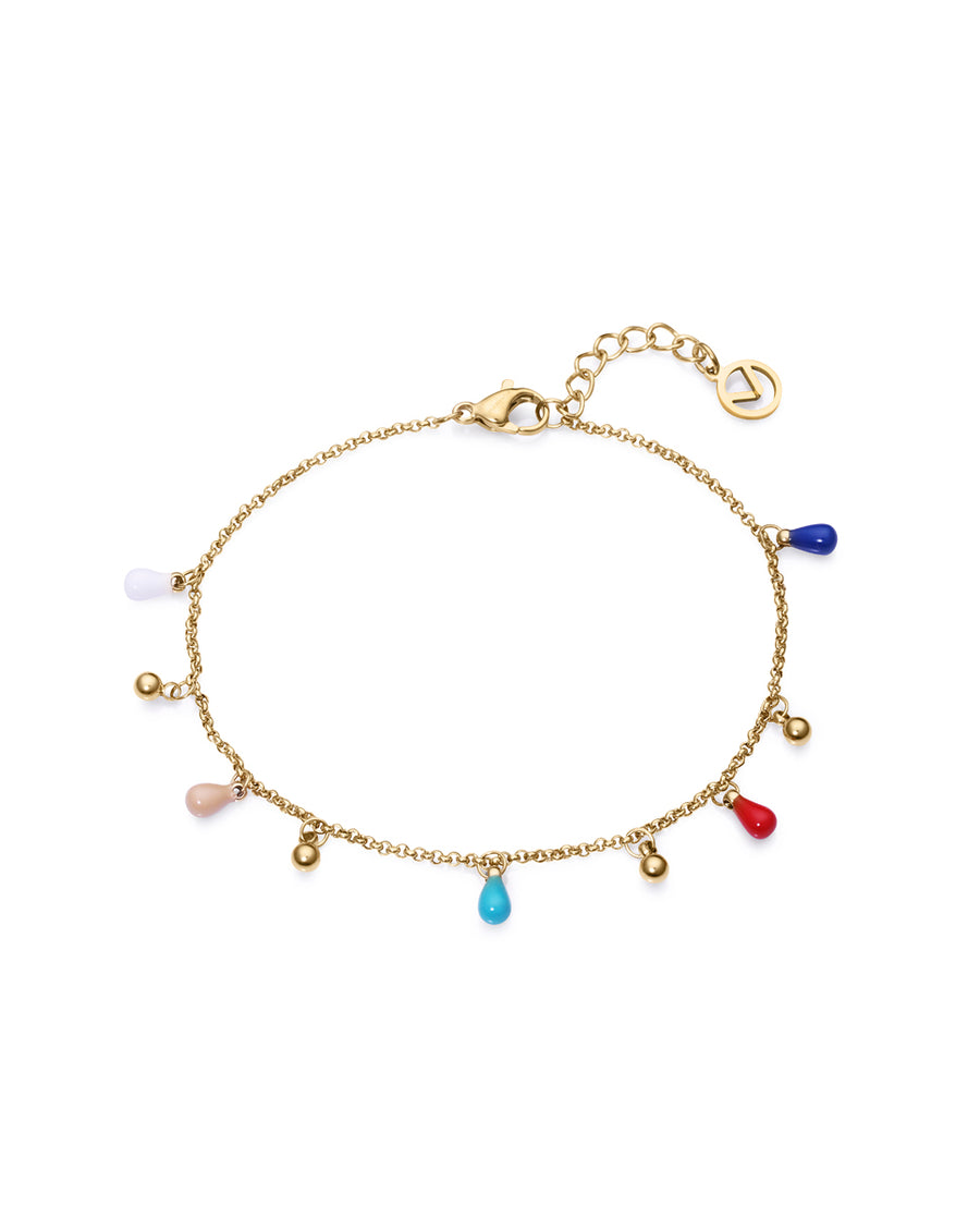 Steel Bracelet Ip Gold With Pendants And Coloured
