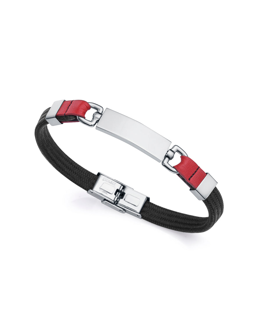 Puls Acero Nylon Negro Y Piel Roja Sr Fn