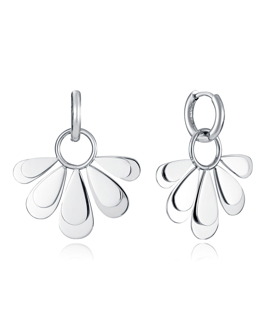 Steel Earrings With Flower: Length 3,2 Cm Lady Fn