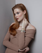 Steel Ip Gold Necklace Row Of Plates: Length 40+5