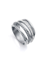 Bague Acier Multi Bande Et Zircons Sra Fn