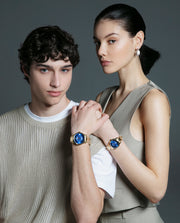 Reloj Acero Ip Dorado Brazalete Sra Va