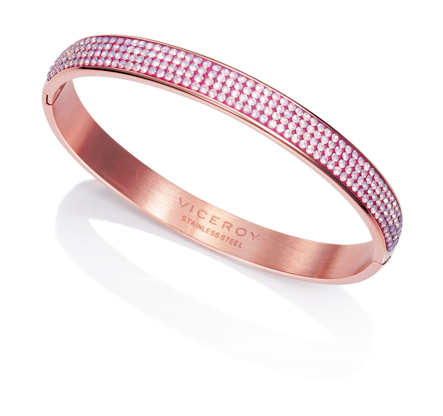 Bracelet Acier Ip Rose Et Zircons Sra Fash