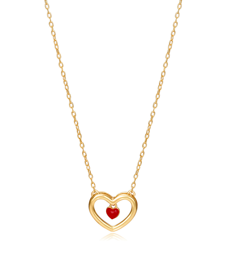 Coll Plata Ley Dorado Cor Esmalte  Rojo Sra Jwls