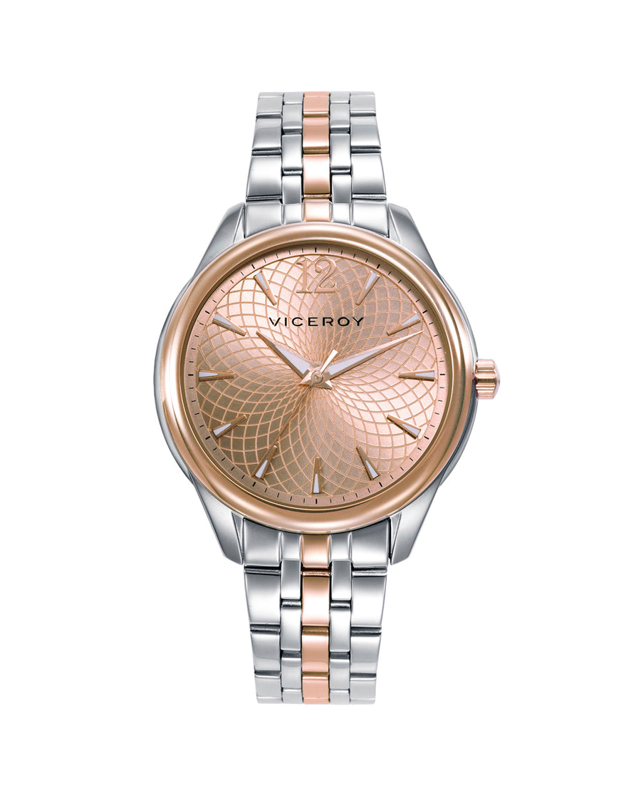 Reloj Acero Ip Rosa Brazalete Sra Va
