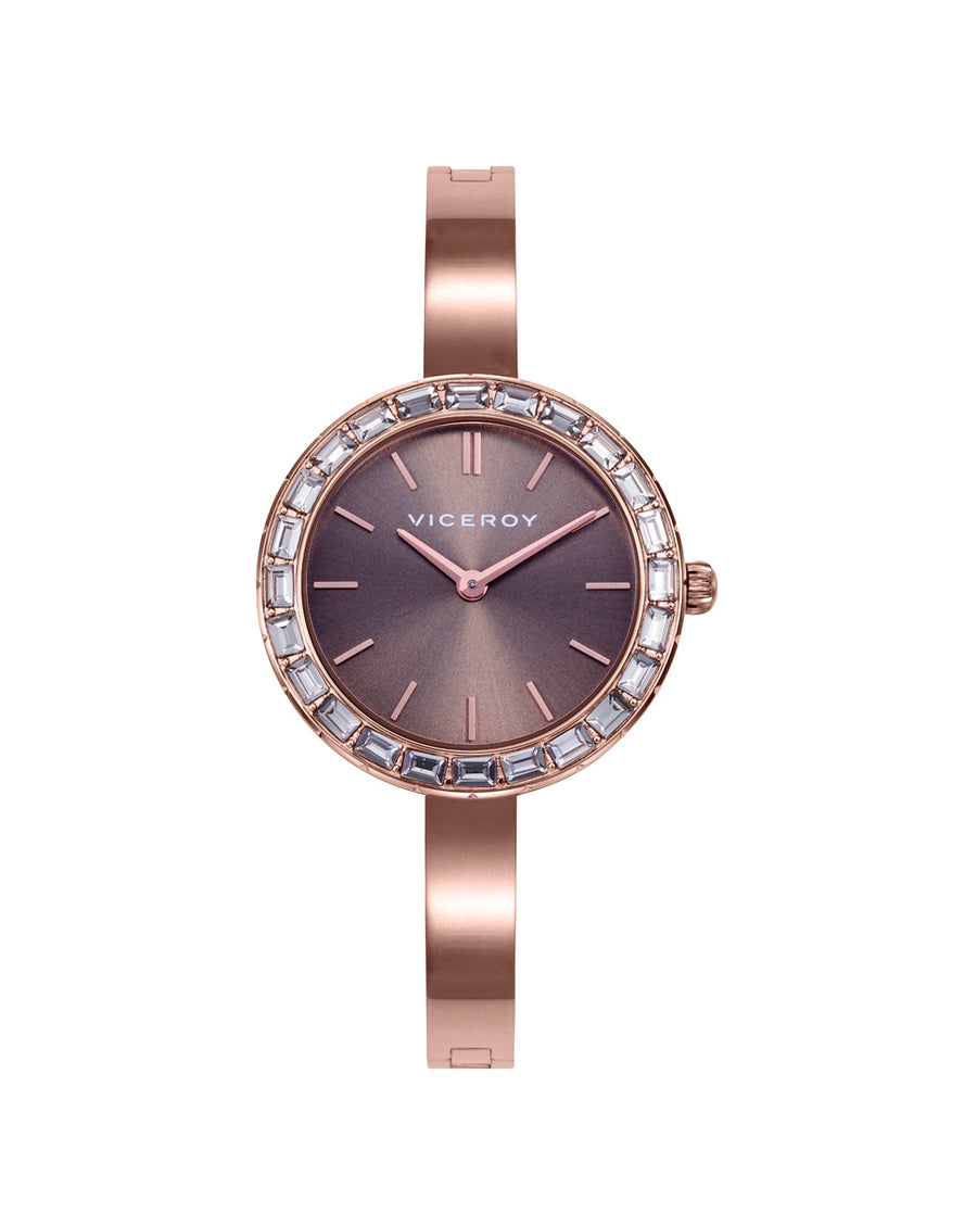 Reloj Acero Ip Rosa Brazalete Sra Va