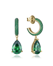Sterling Silver Earrings With Gold Plating, Green
