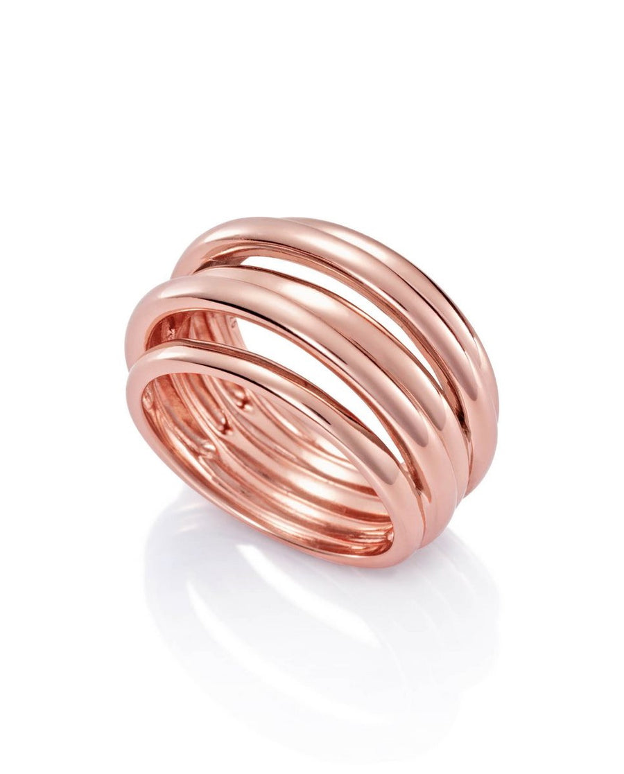 Anillo Plata De Ley Rosado Multi Aros Sra Jew