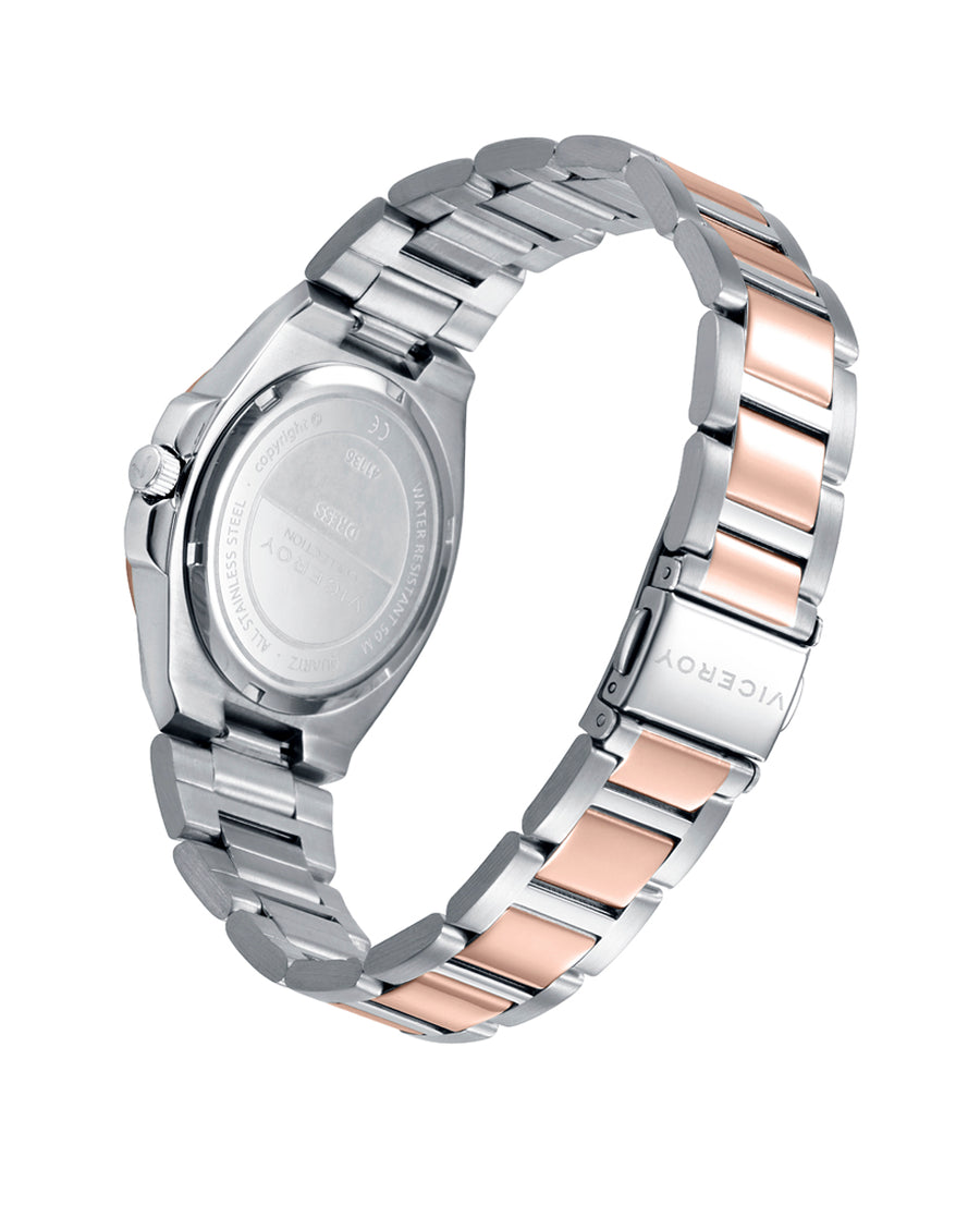 Reloj Acero Ip Rosa Brazalete Sra Va