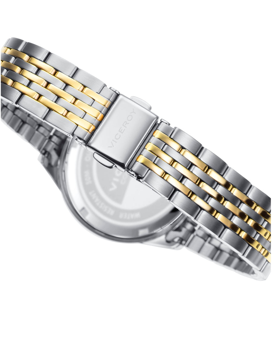Reloj Acero Ip Dorado Brazalete Sra Va