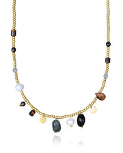 Steel Ip Gold Necklace With Natural Stones: Lengt