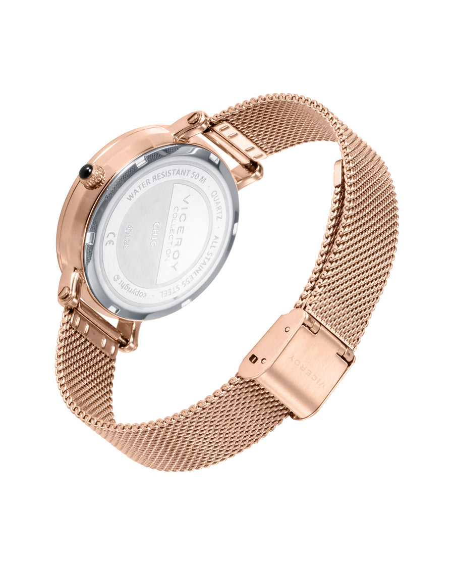 Reloj Acero Ip Rosa Brazalete Sra Va