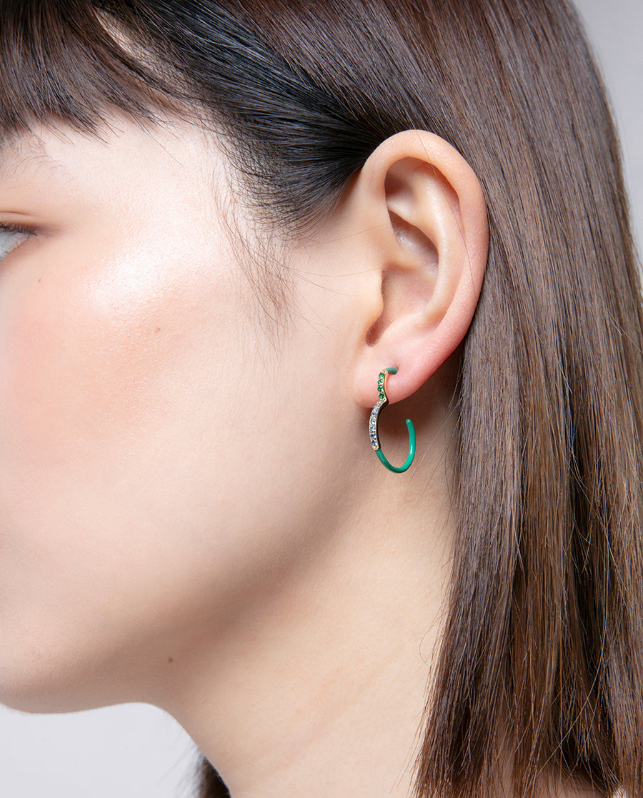 Sterling Silver Earrings With Gold Plating, Green