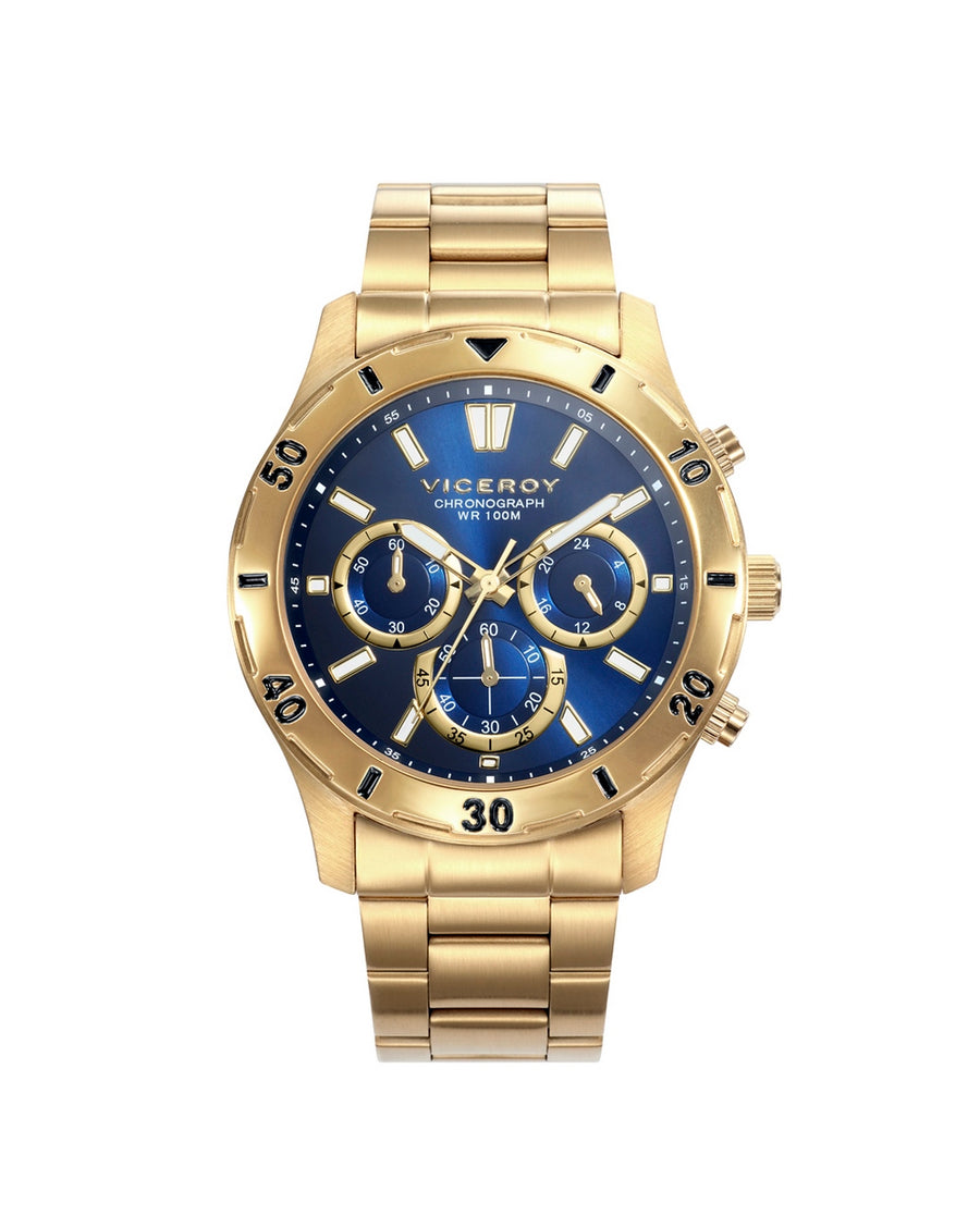 Crono Acero Ip Dorado Brazalete Sr Va
