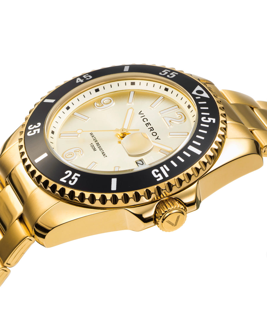 Reloj Acero Ip Dorado Brazalete Sr Va
