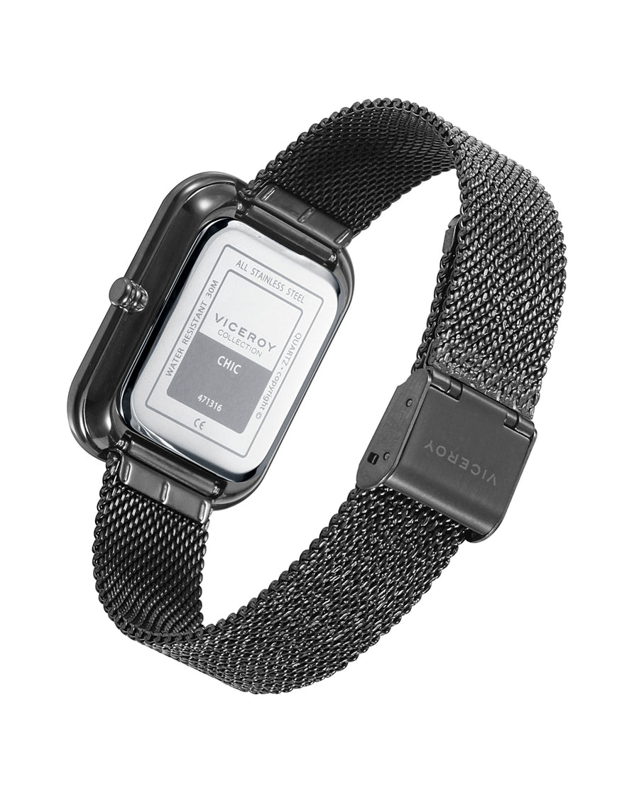 Reloj Acero Ip Gris Brazalete Sra Va