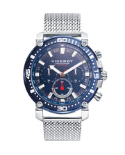 Crono Acero Ip Azul  Y Negro Brazalete Sr Va