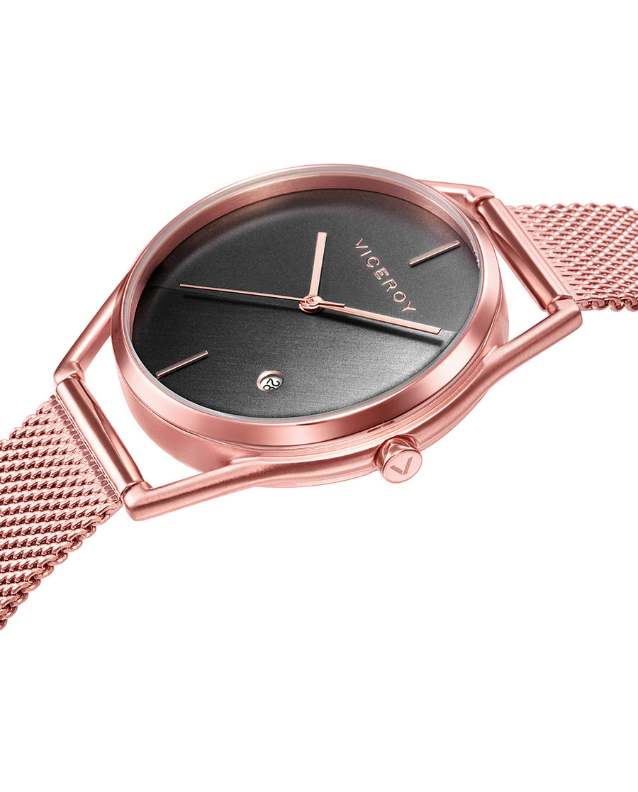 Reloj Acero Ip Rosa Brazalete Sra Va