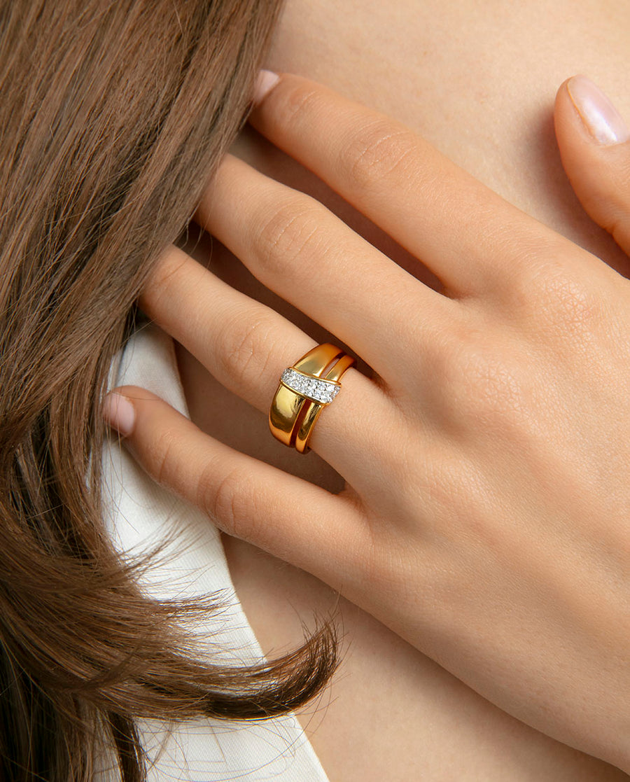 Anillo Plata De Ley Baño Oro Circ Sra Jewels