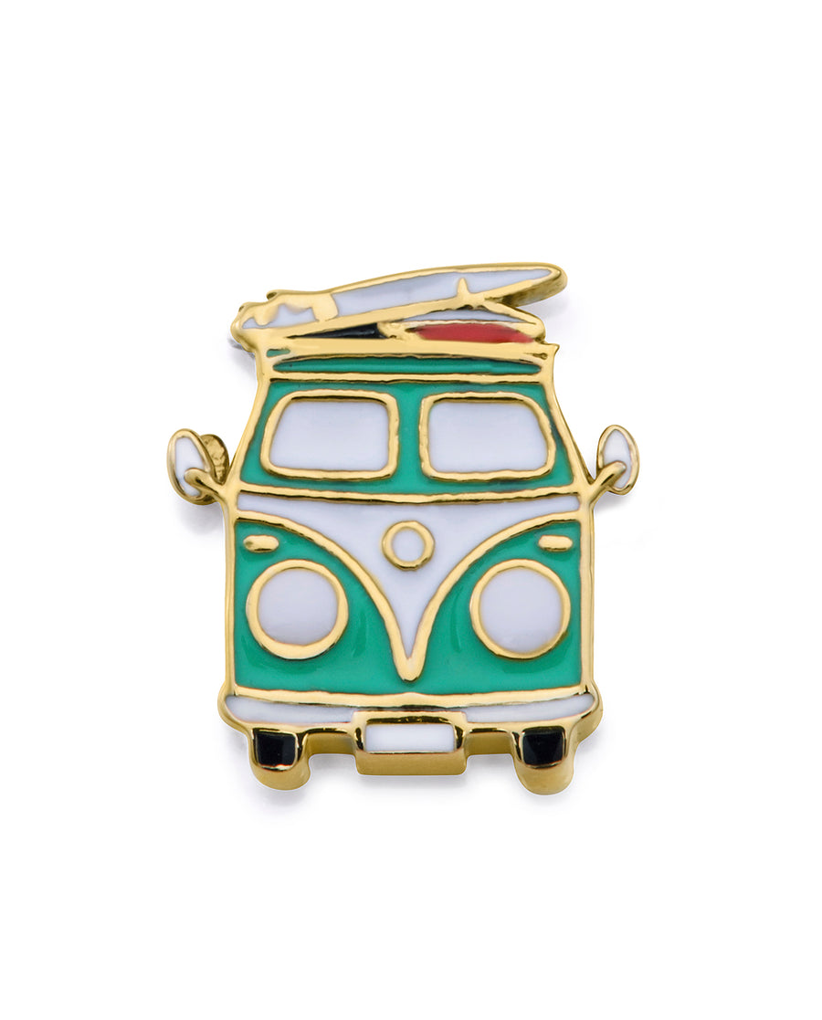 Steel Ip Gold And Enamel Classic Van Motif Lady F