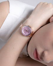 Reloj Acero Ip Rosa Brazalete Sra Va