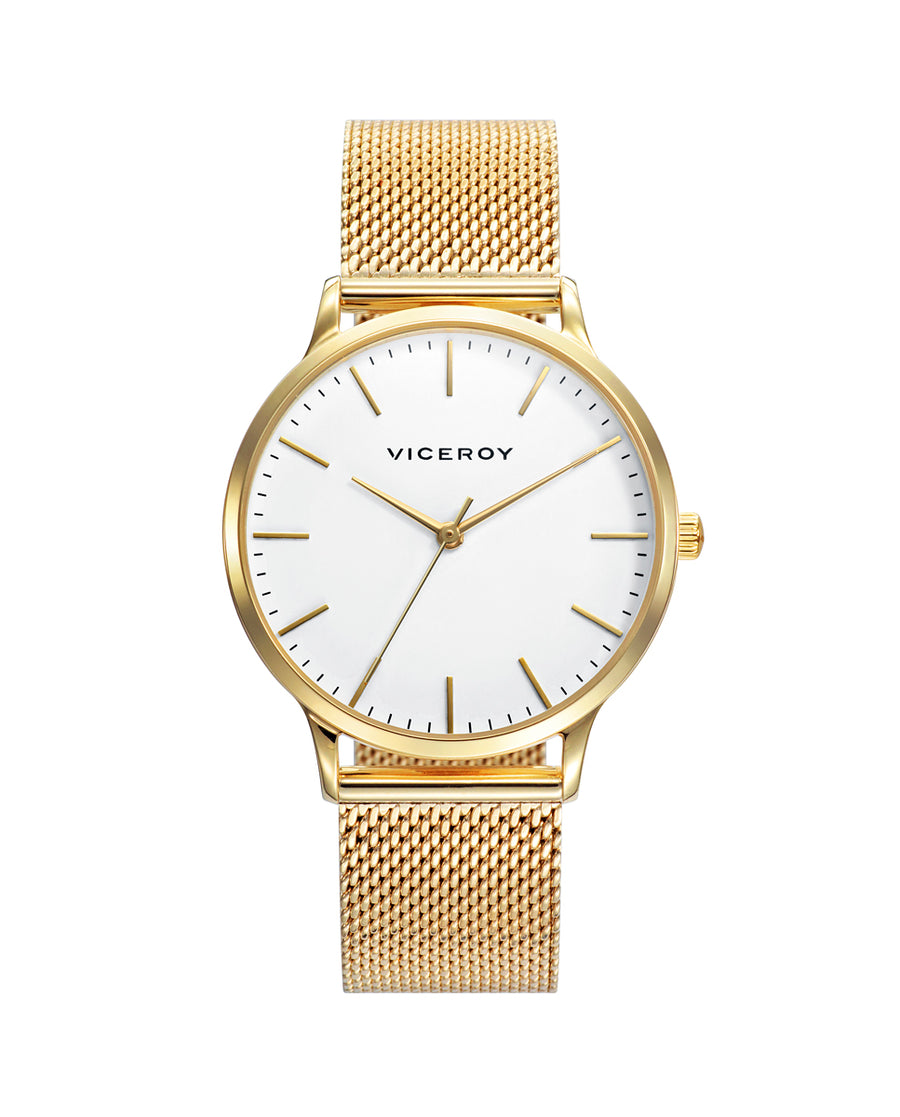 Reloj Acero Ip Dorado Brazalete Sra Va