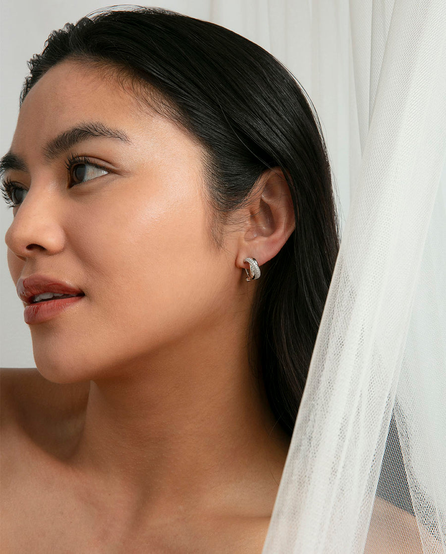 Sterling Silver Earrings With Rhodium Plating And