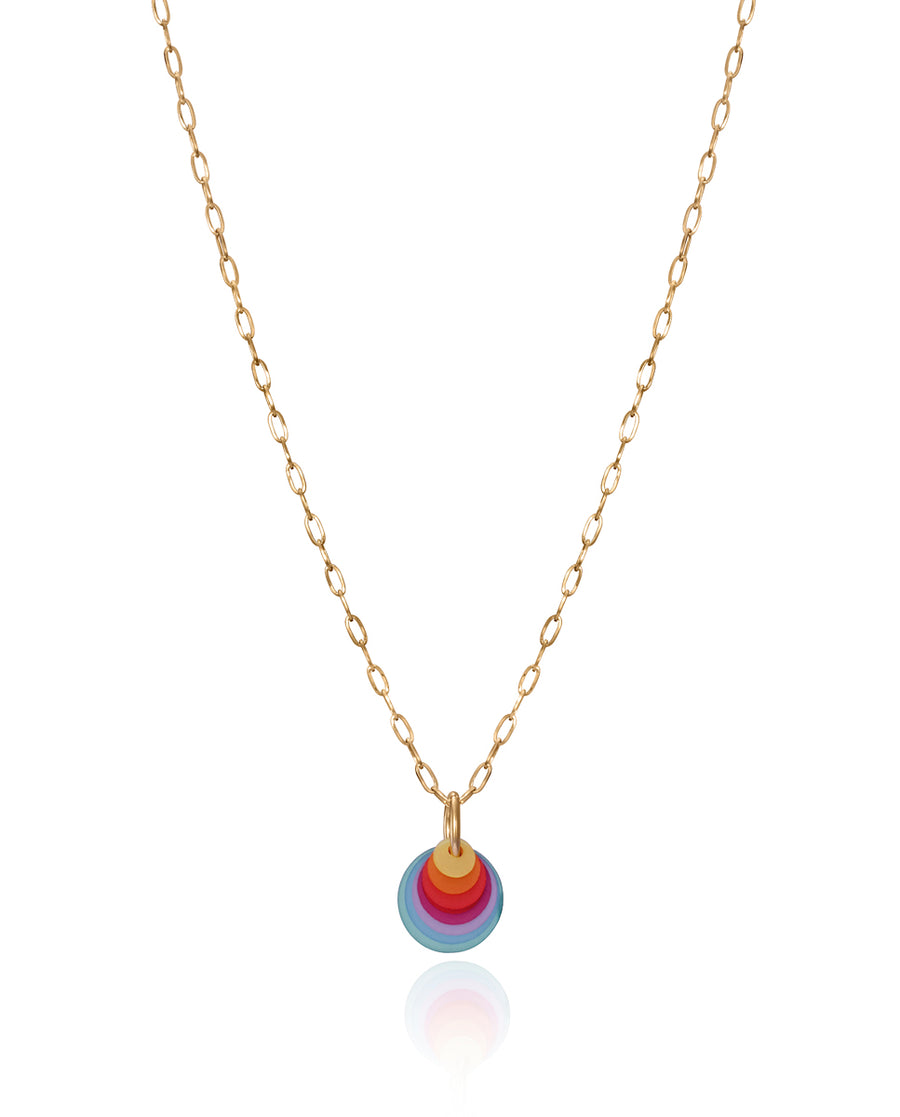 Steel Necklace Ip Gold And Coloured Resin Discs: