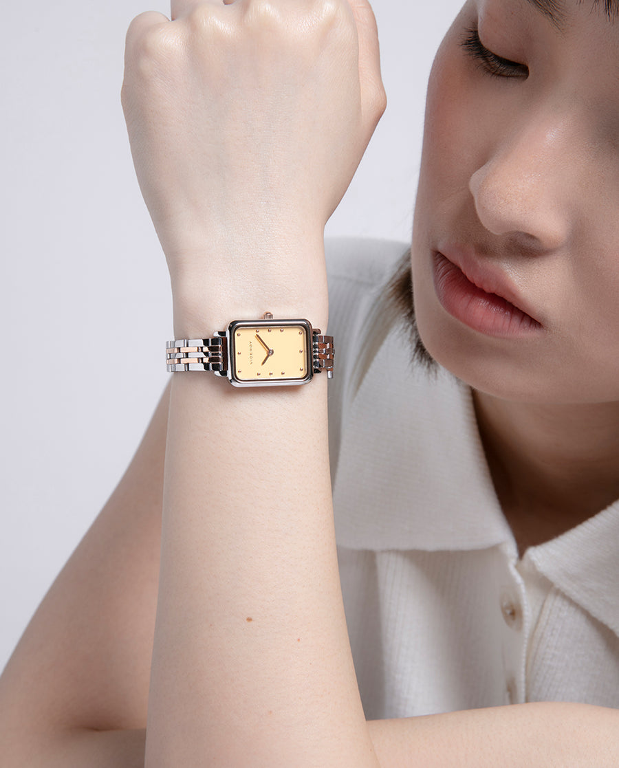 Reloj Acero Ip Rosa Brazalete Sra Va
