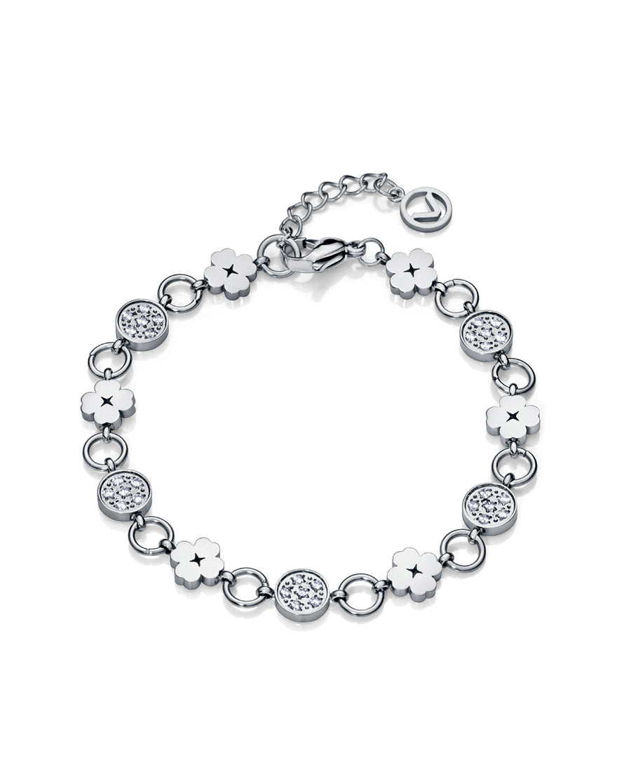 Pulsera Acero Trebol Circonitas Sra Fn