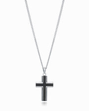 Collier En Acier Avec Croix En Ipnegro Sr Fn