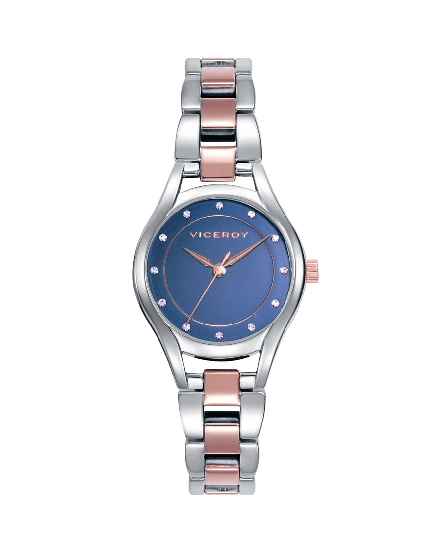 Reloj Acero Ip Rosa Brazalete Sra Va