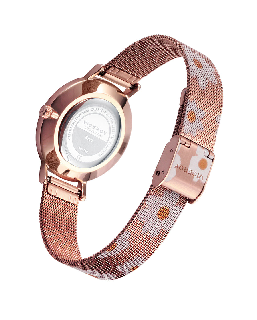 Reloj Acero Ip Rosa Brazalete Sra Va