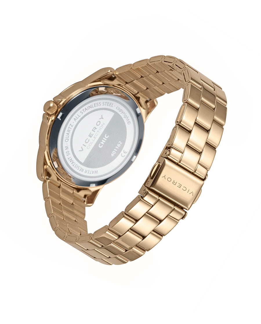 Reloj Acero Ip Dorado Brazalete Sra Va