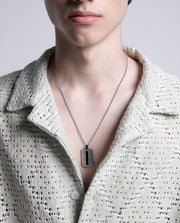 Collar Acero E Ip Negro Placa Sr Fn