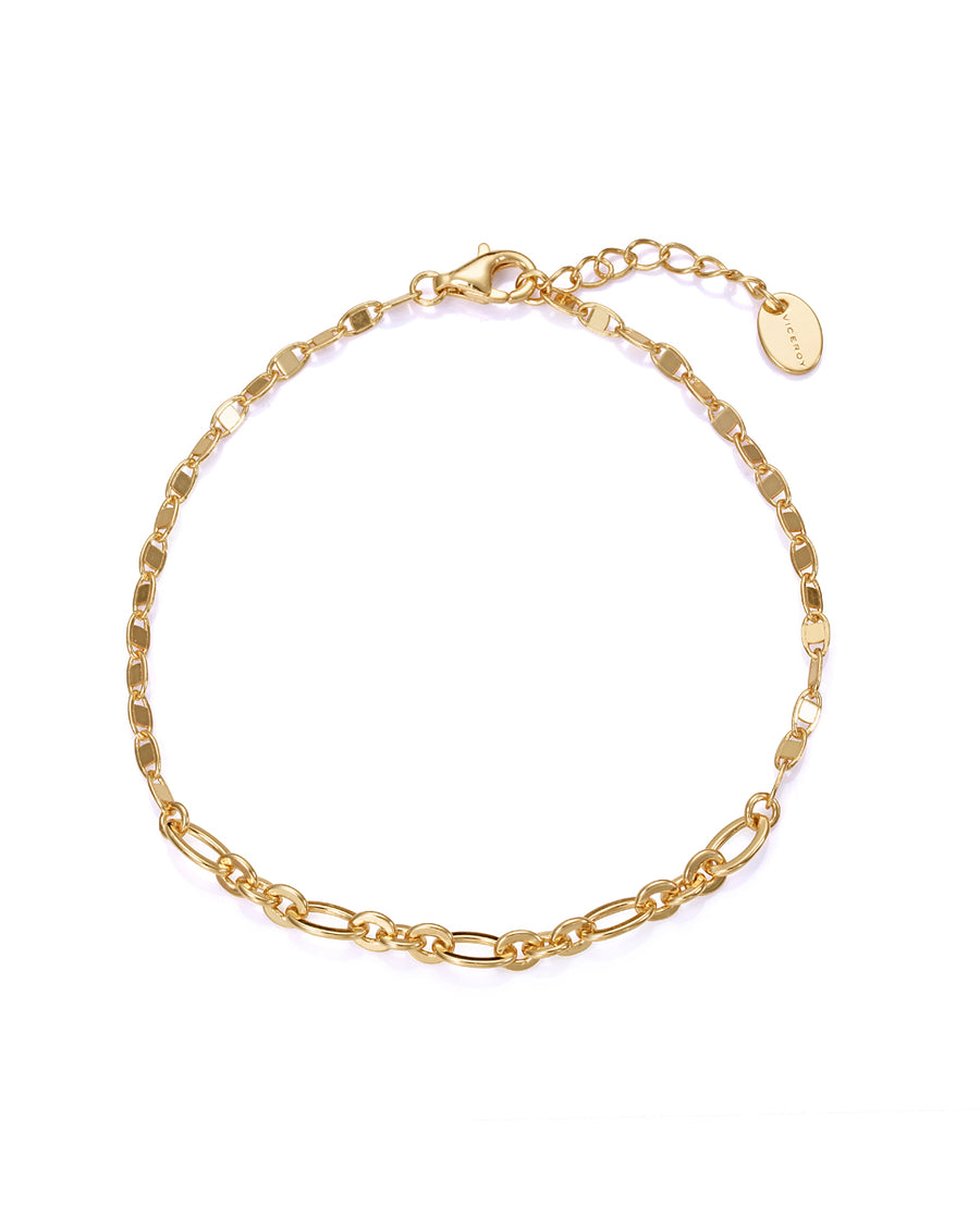Sterling Silver Bracelet With Gold Plating Chain: